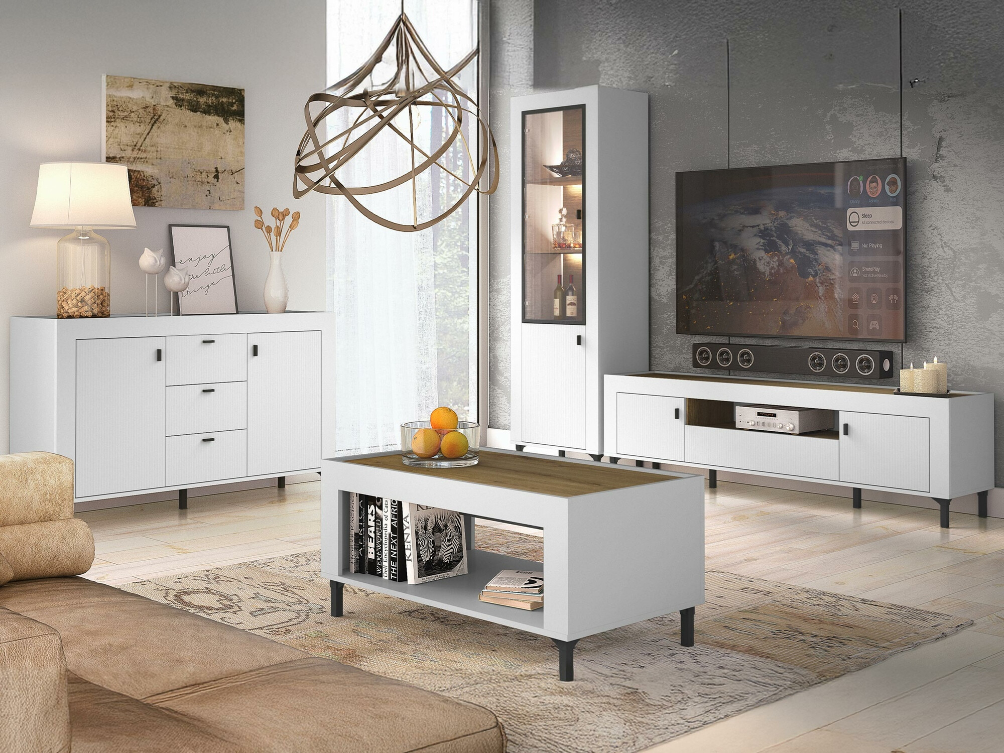 Conjunto de salón Mormavu 114 (Mate blanco)