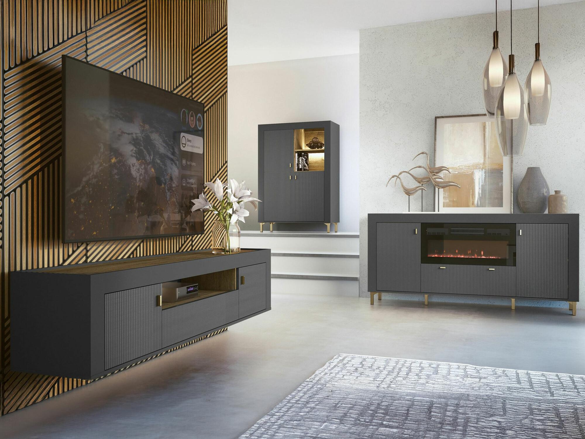 Conjunto de salón Mormavu 115 (Negro mate)