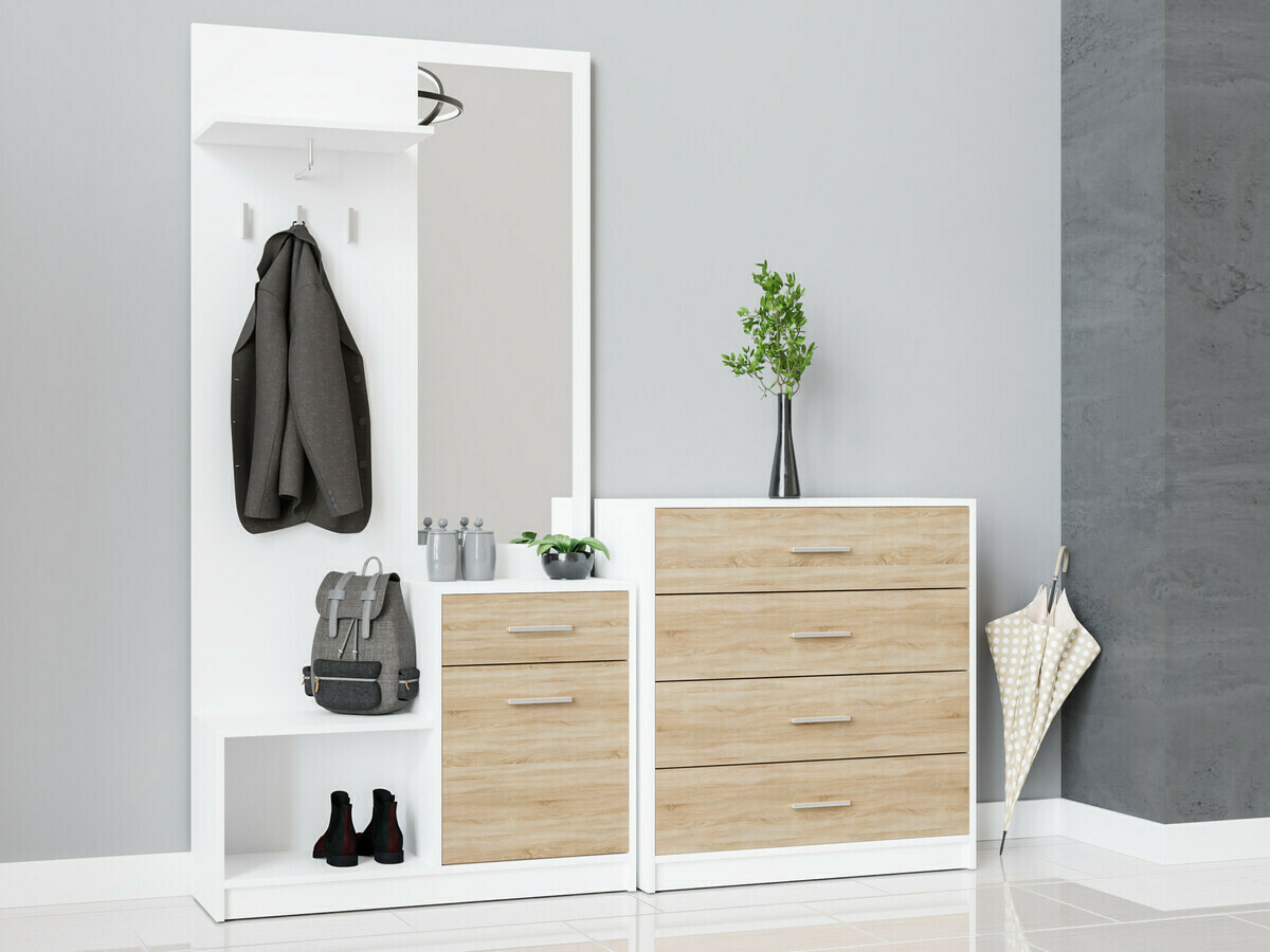 Conjunto para recibidor Novsore 121 (Blanco + Roble Sonoma)