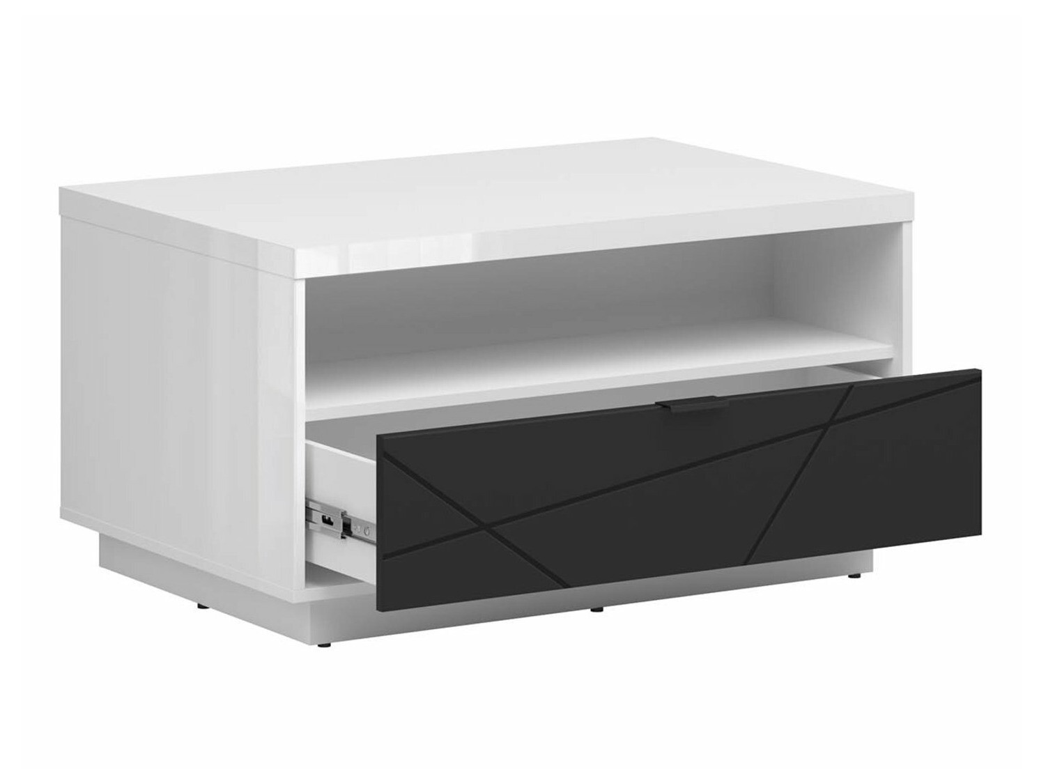Mesa de centro Fivale 117 (Blanco brillante + Negro mate)