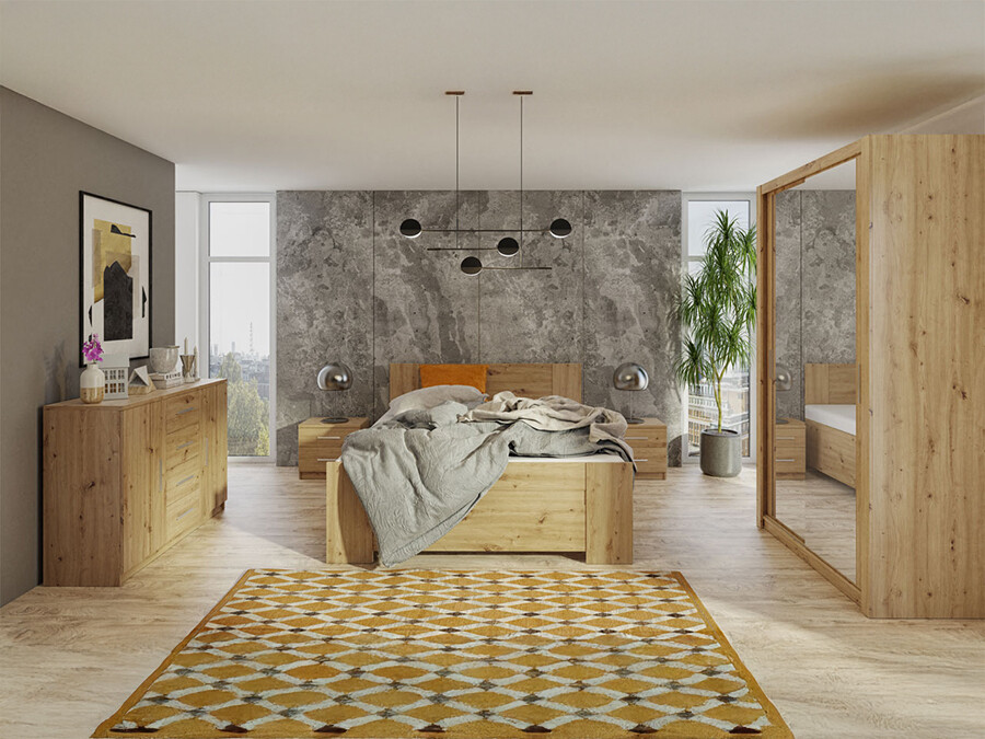 Conjunto de dormitorio Catromi 112 (Roble Artisan)