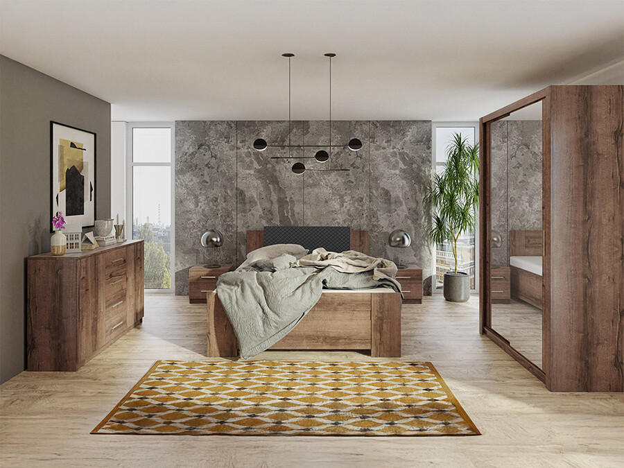 Conjunto de dormitorio Catromi 112 (Roble del Monastery + Soft Pik 011)