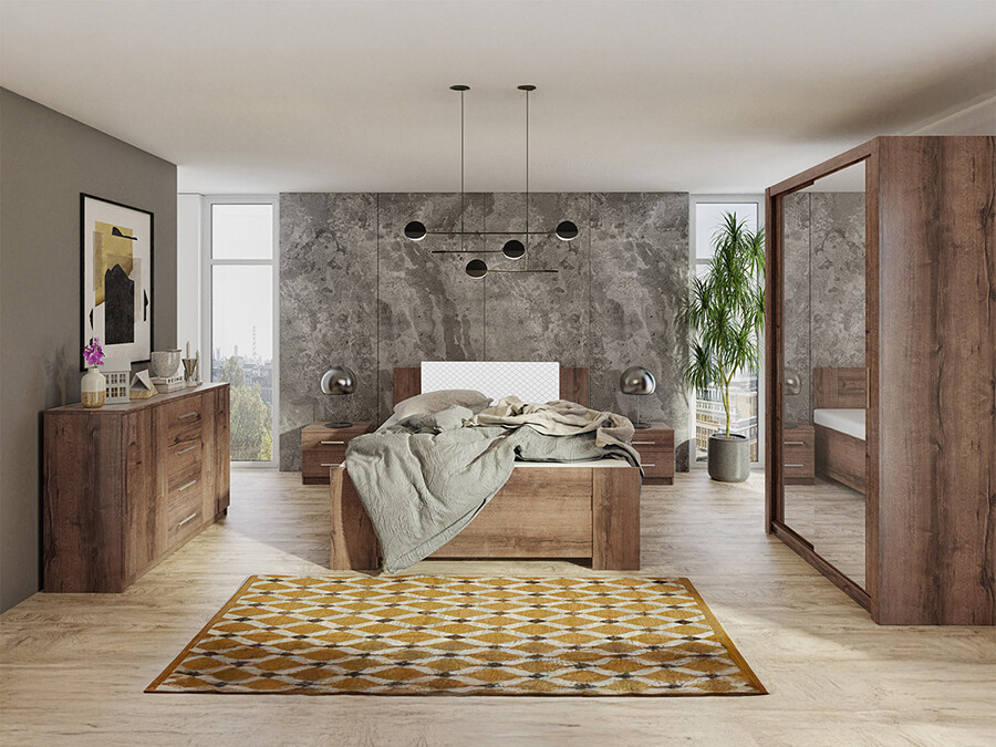 Conjunto de dormitorio Catromi 112 (Roble del Monastery + Soft Pik 017)