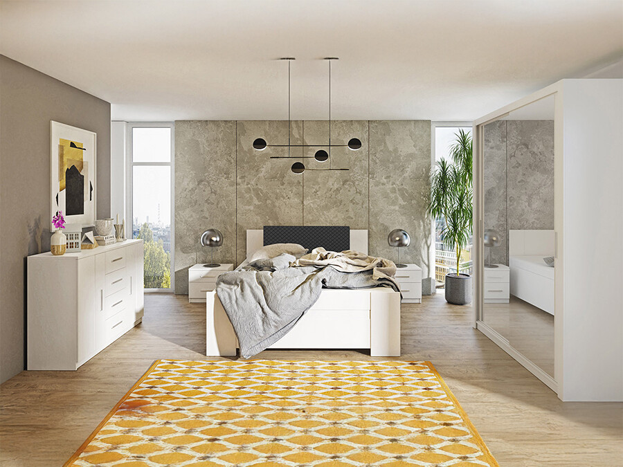 Conjunto de dormitorio Catromi 113 (Blanco + Soft Pik 011)