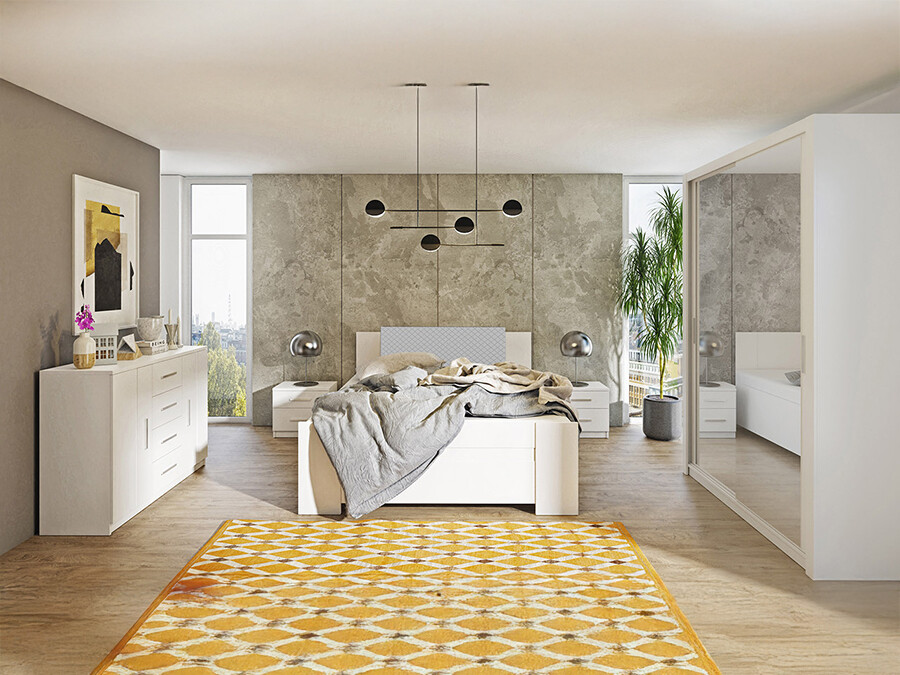 Conjunto de dormitorio Catromi 113 (Blanco + Soft Pik 029)