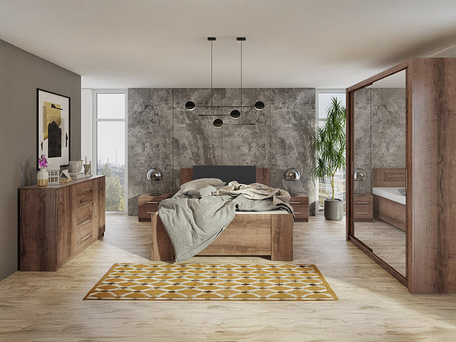 Conjunto de dormitorio Catromi 113 (Roble del Monastery + Soft Pik 011)