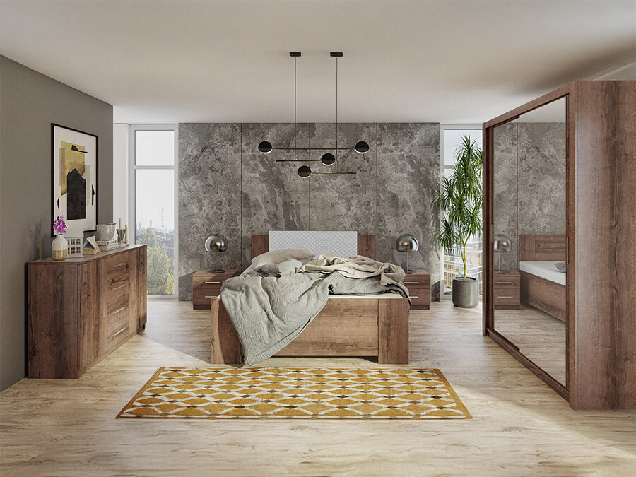 Conjunto de dormitorio Catromi 113 (Roble del Monastery + Soft Pik 029)