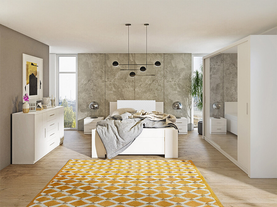 Conjunto de dormitorio Catromi 114 (Blanco + Soft Pik 017)