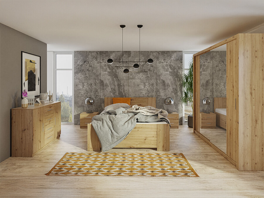 Conjunto de dormitorio Catromi 114 (Roble Artisan)