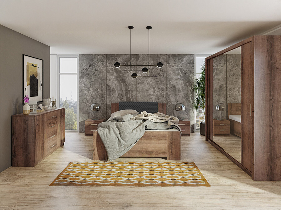 Conjunto de dormitorio Catromi 114 (Roble del Monastery + Soft Pik 011)