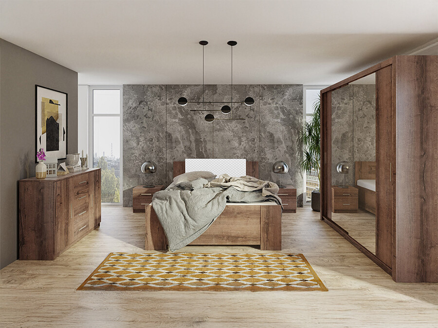 Conjunto de dormitorio Catromi 114 (Roble del Monastery + Soft Pik 017)