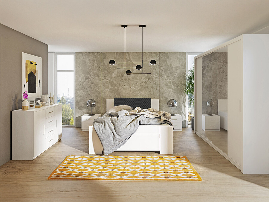 Conjunto de dormitorio Catromi 115 (Blanco + Soft Pik 011)