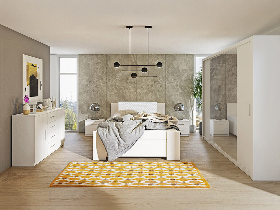 Conjunto de dormitorio Catromi 115 (Blanco + Soft Pik 017)