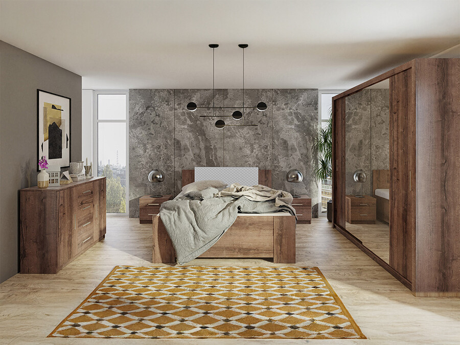 Conjunto de dormitorio Catromi 115 (Roble del Monastery + Soft Pik 029)