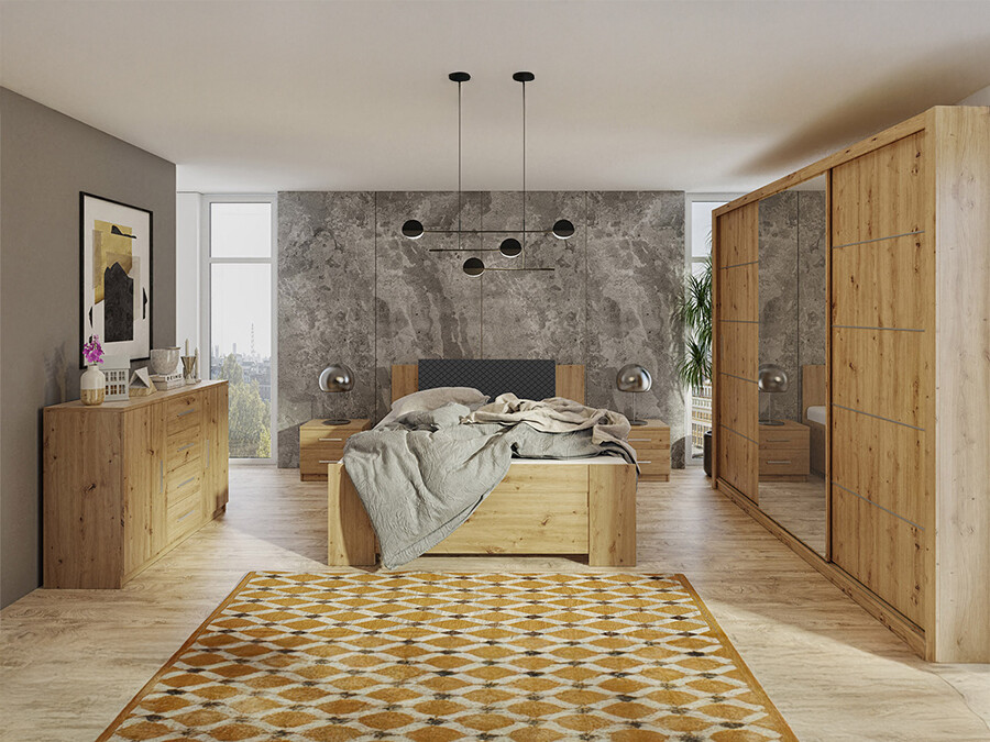 Conjunto de dormitorio Catromi 116 (Roble Artisan + Soft Pik 011)