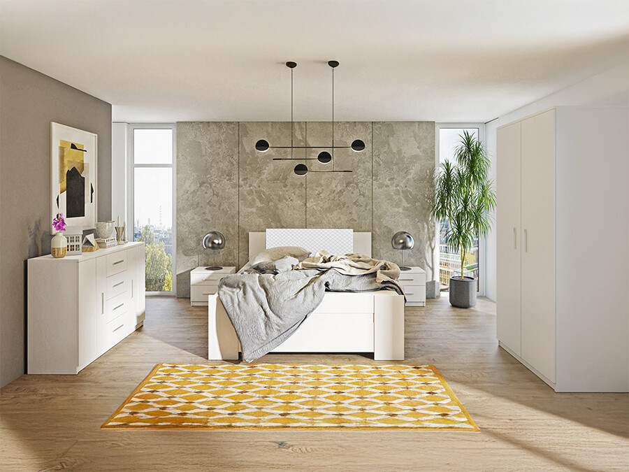 Conjunto de dormitorio Catromi 122 (Blanco + Soft Pik 017)