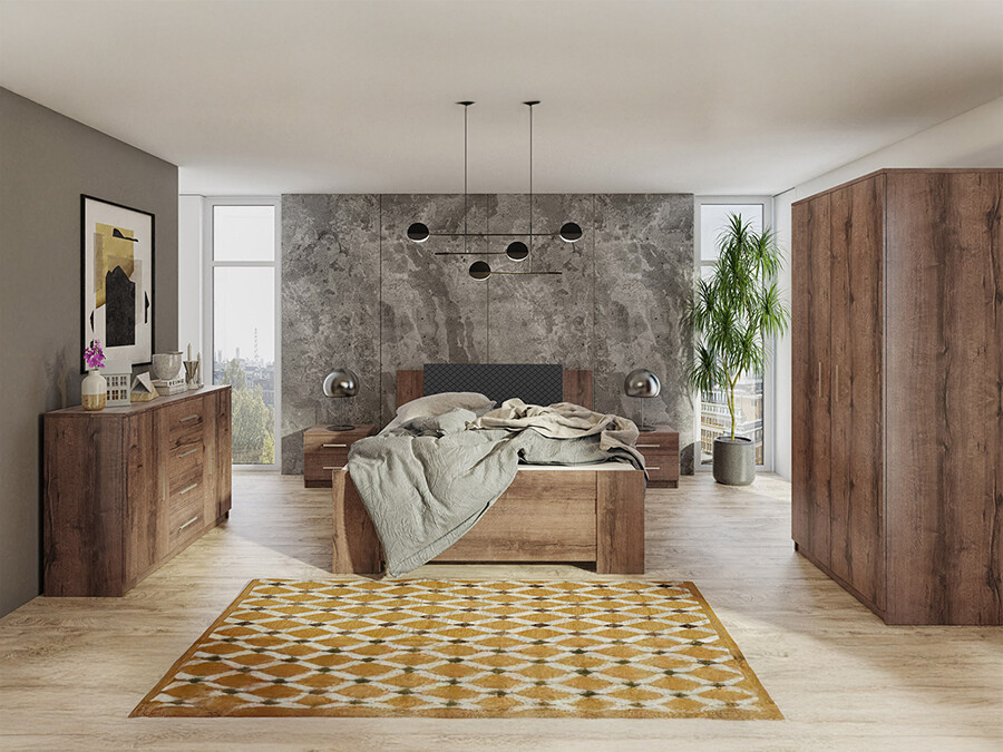 Conjunto de dormitorio Catromi 122 (Roble del Monastery + Soft Pik 011)