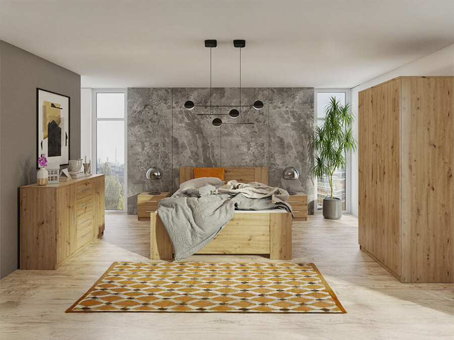 Conjunto de dormitorio Catromi 123 (Roble Artisan)