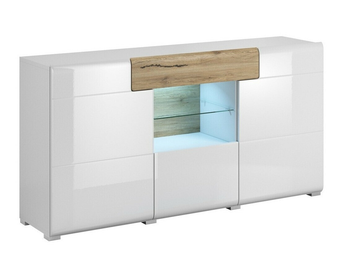 Cómoda Torsone 108 (Blanco + Blanco brillante + Roble sanremo)