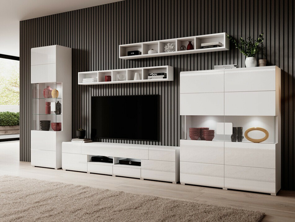 Estantería Torsone 107 (Blanco + Blanco brillante)