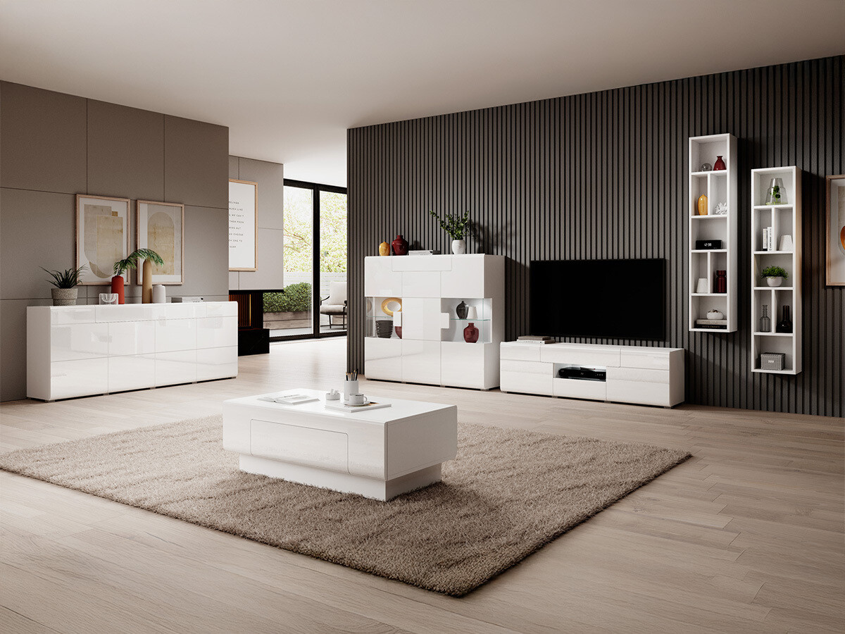 Mueble TV Torsone 101 (Blanco + Blanco brillante)
