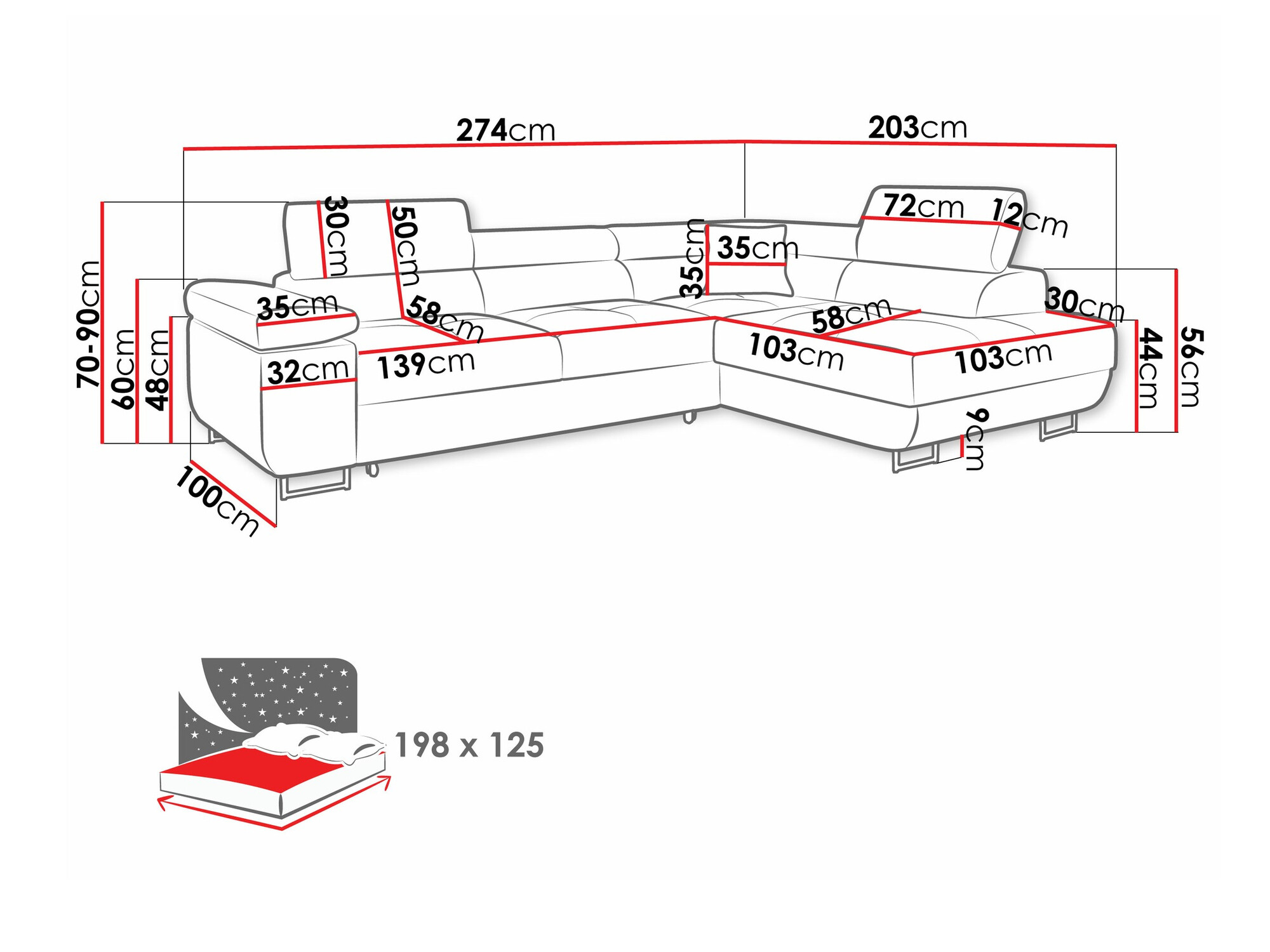 Sofá rinconero Comfivo Eliferu 100 (Poso 110)