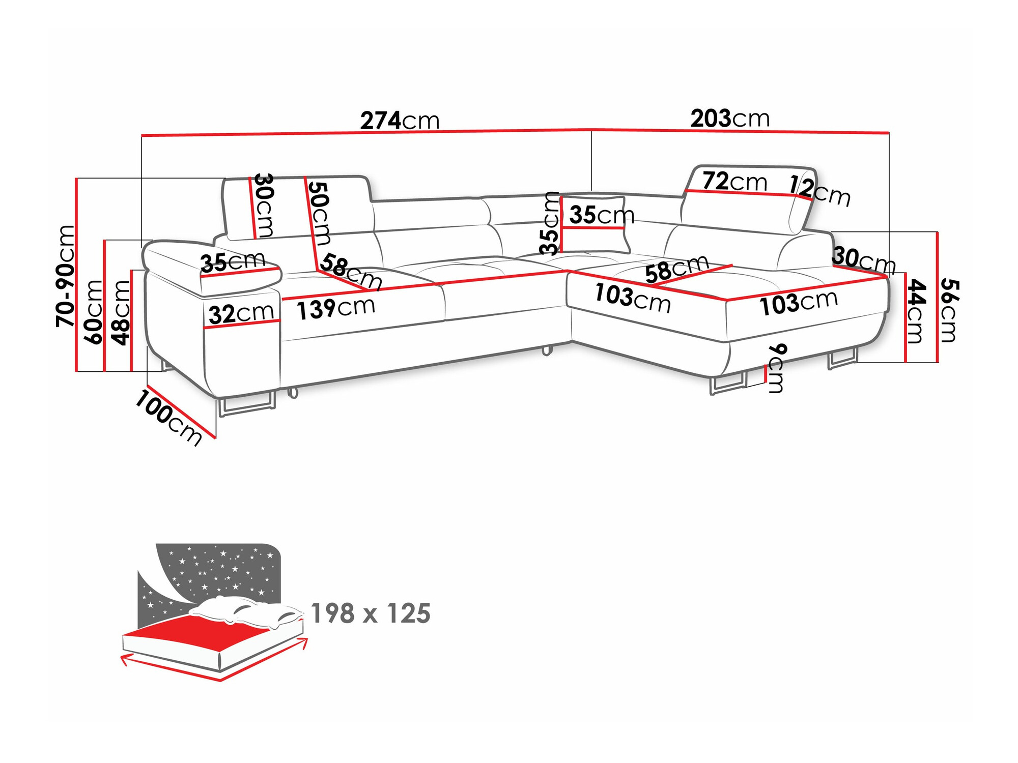 Sofá rinconero Comfivo Eliferu 100 (Poso 14)