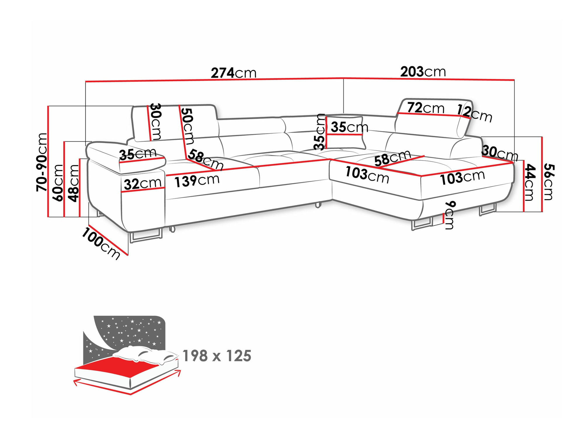 Sofá rinconero Comfivo Eliferu 100 (Soft 017 + Lux 05)