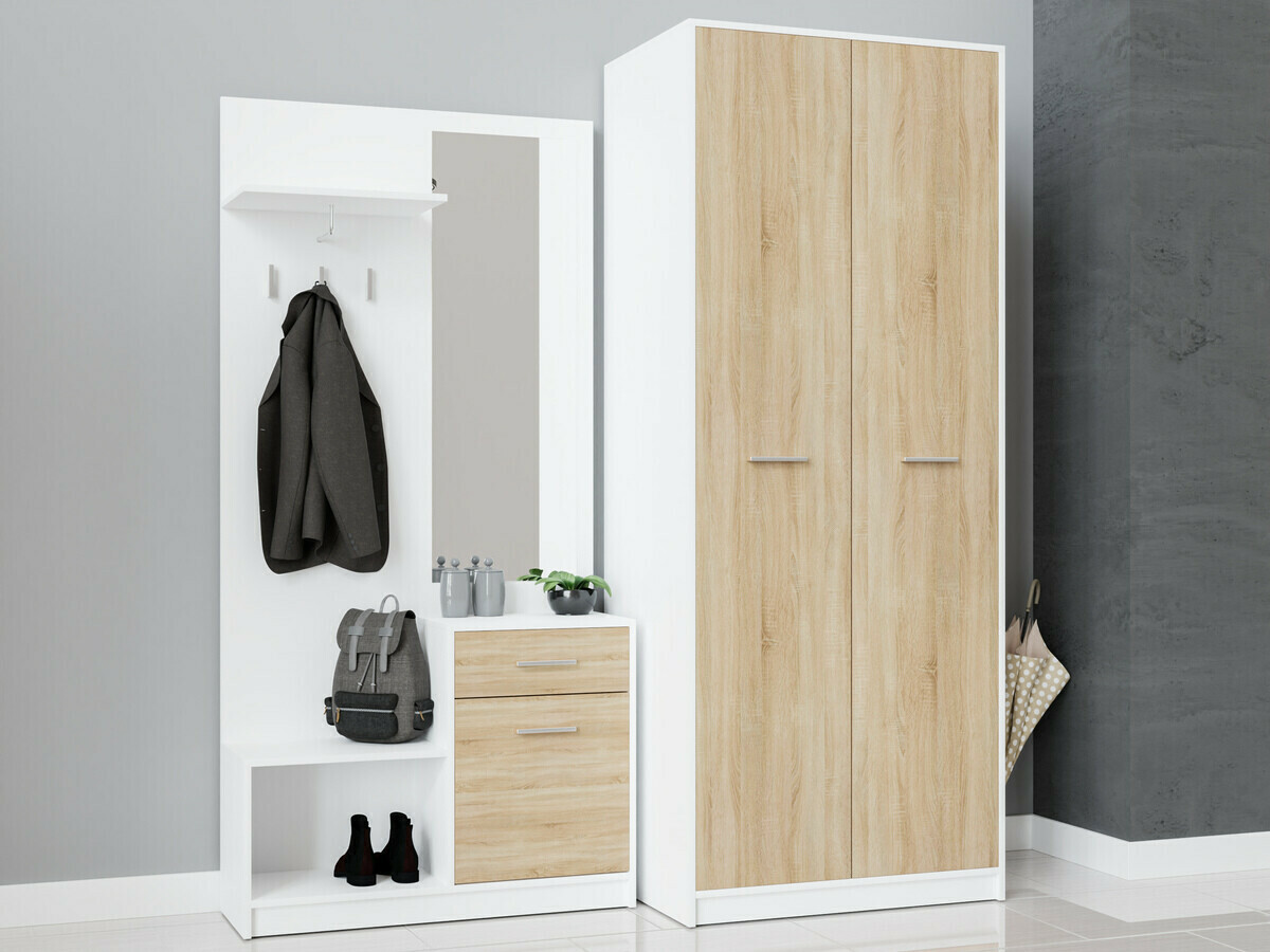 Conjunto para recibidor Novsore 146 (Blanco + Roble Sonoma)