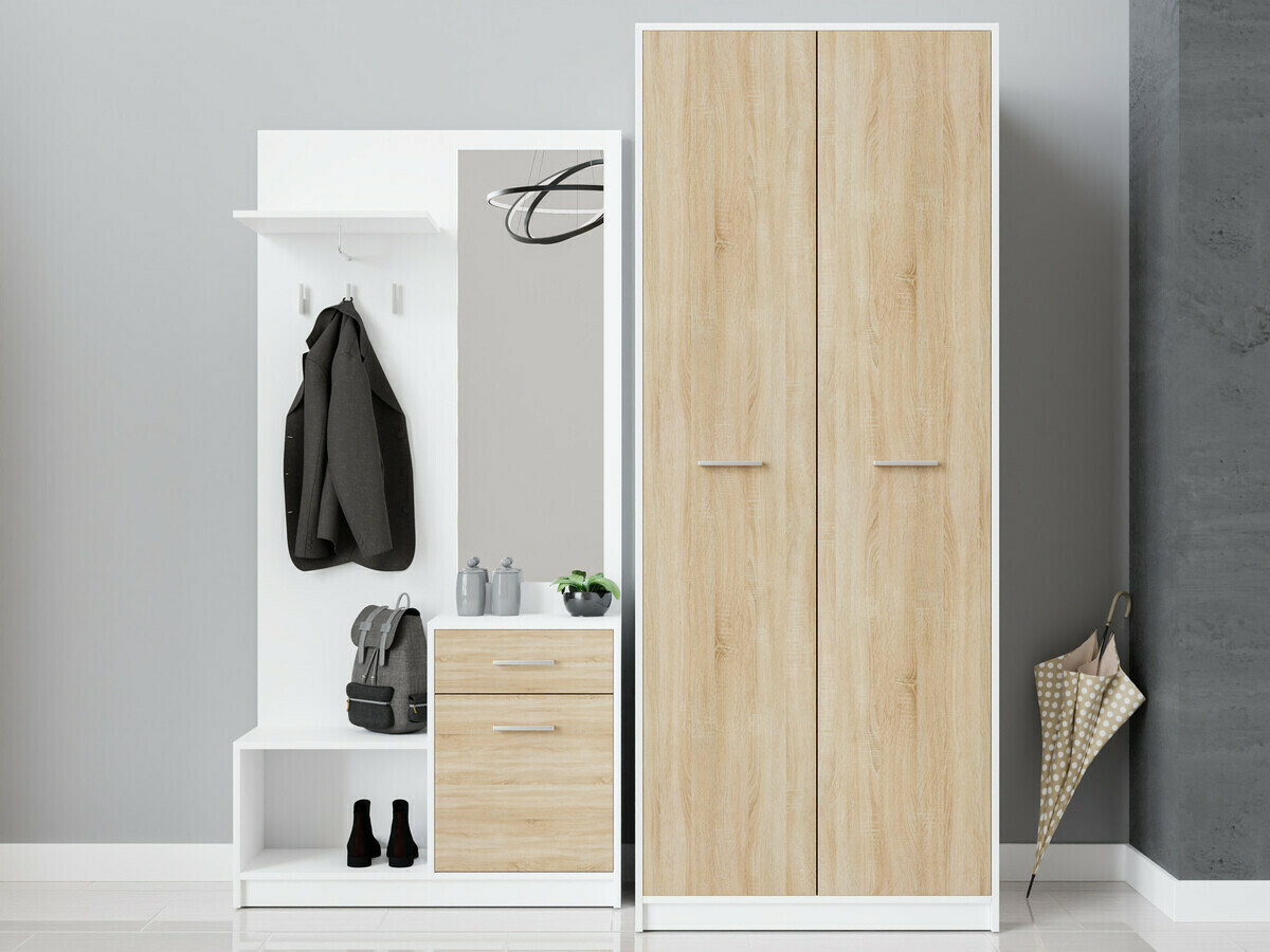 Conjunto para recibidor Novsore 146 (Blanco + Roble Sonoma)