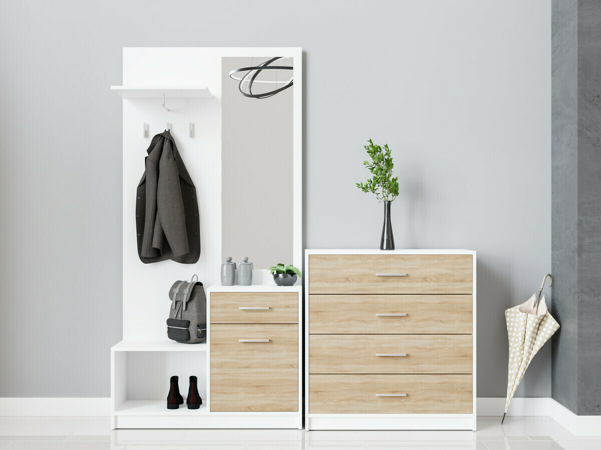 Conjunto para recibidor Novsore 148 (Blanco + Roble Sonoma)