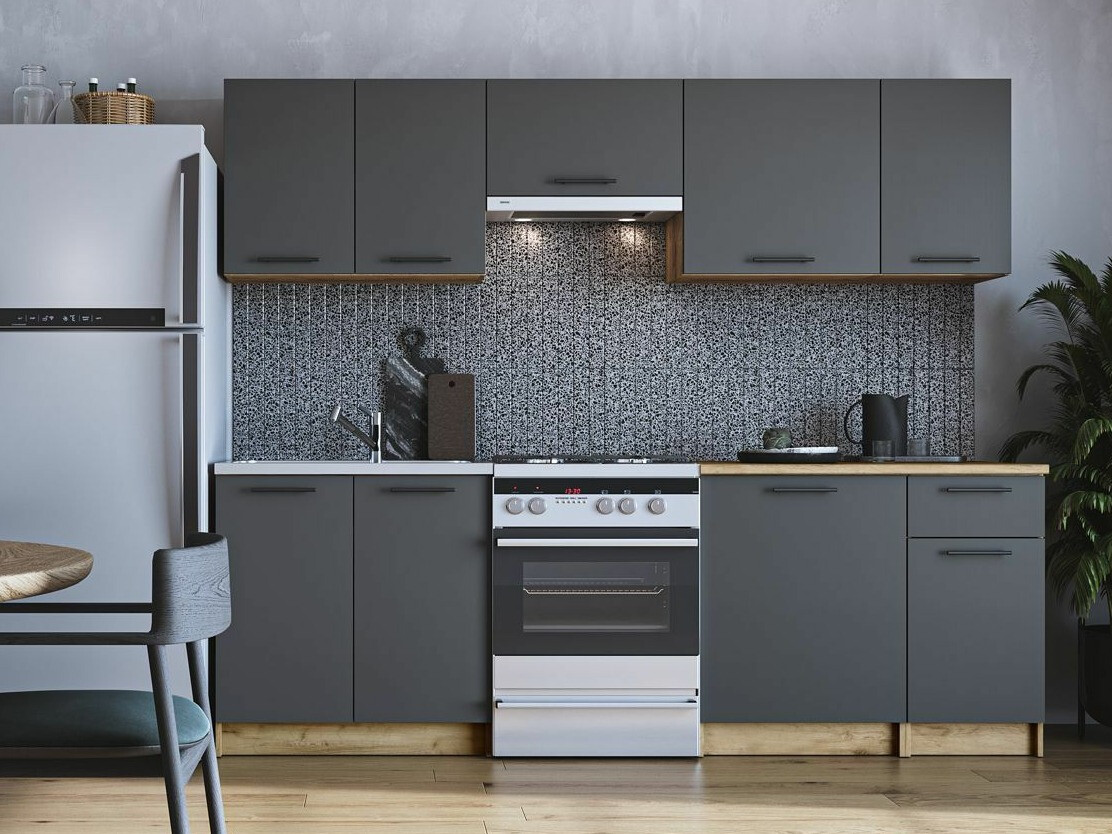 Conjunto de cocina Houston 856 (Antracita + Craft roble)