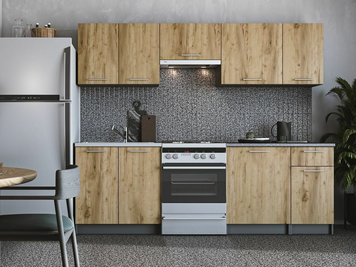 Conjunto de cocina Houston 856 (Roble wotan + Antracita)