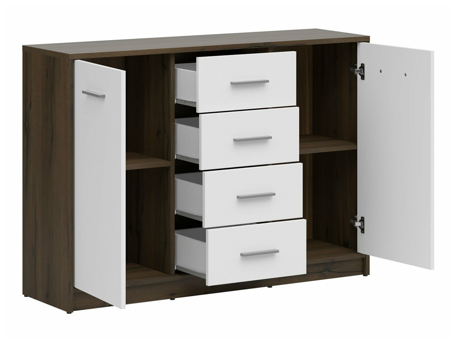 Cómoda Novsore 118 (Roble oscuro + Blanco)