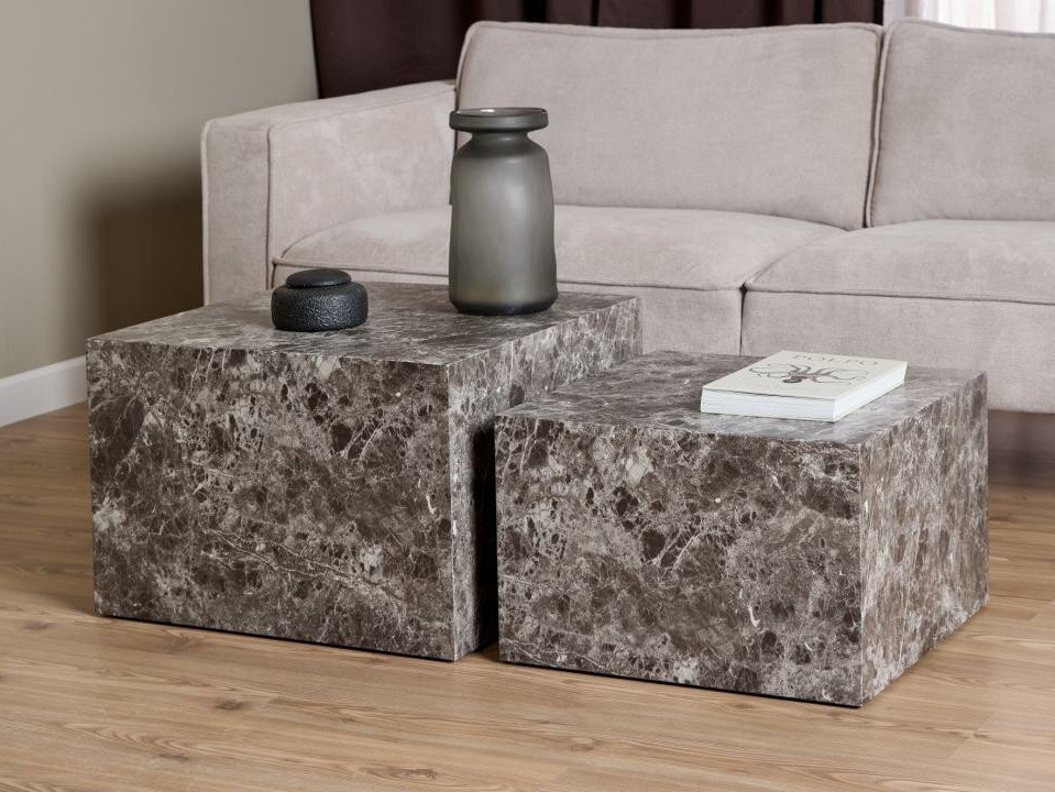 Conjunto mesa de centro Norsica 603 (Mármol marrón)