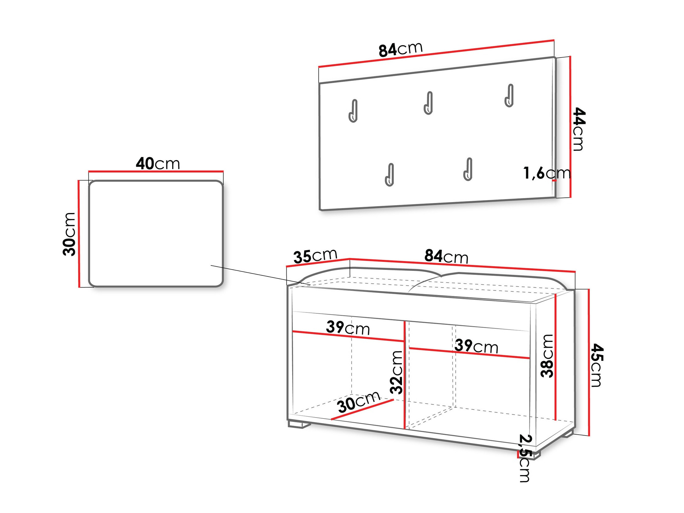 Conjunto para recibidor Comfivo Tutela (Blanco)