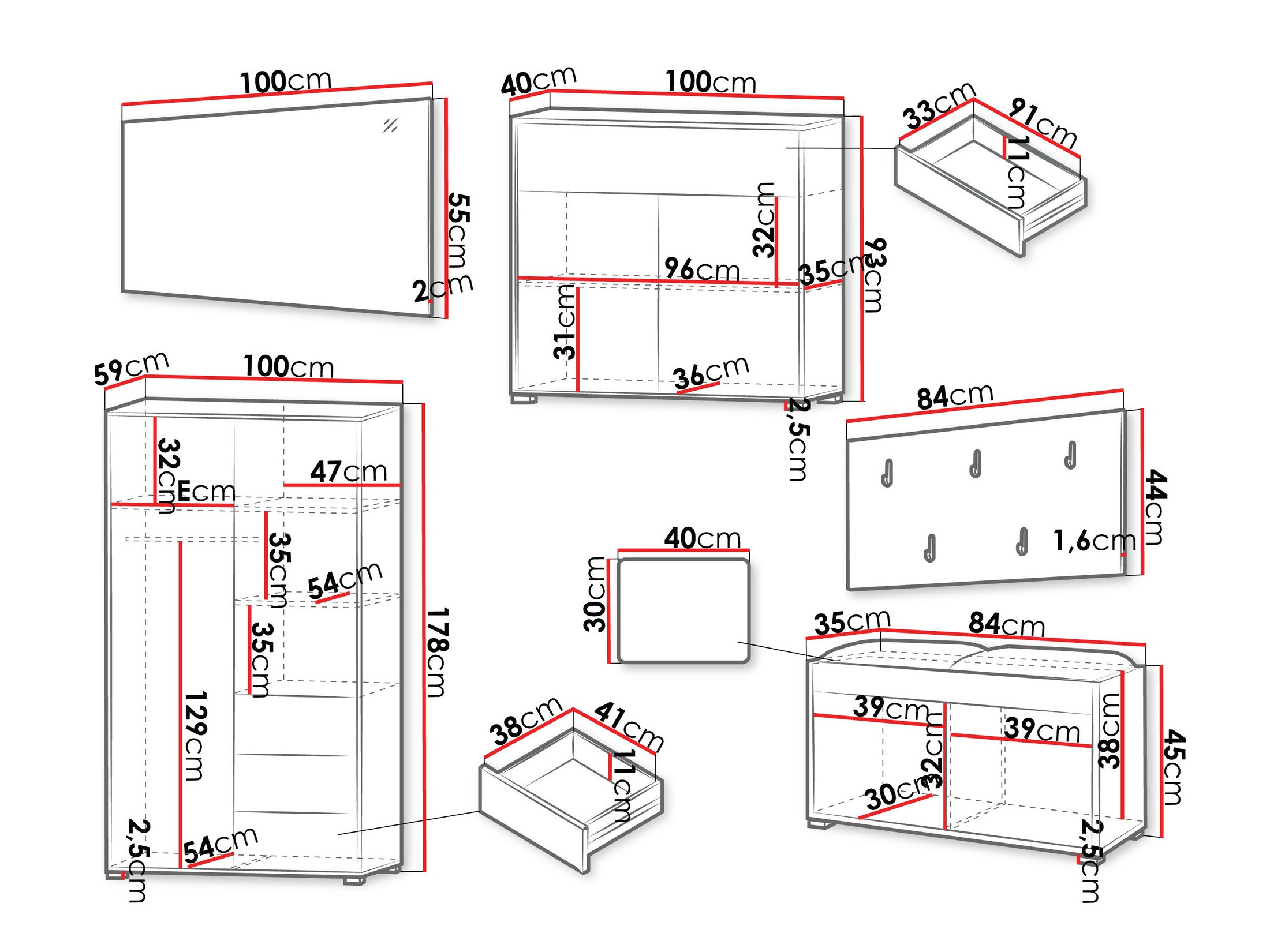 Conjunto para recibidor Comfivo Fersoe 118 (Blanco)