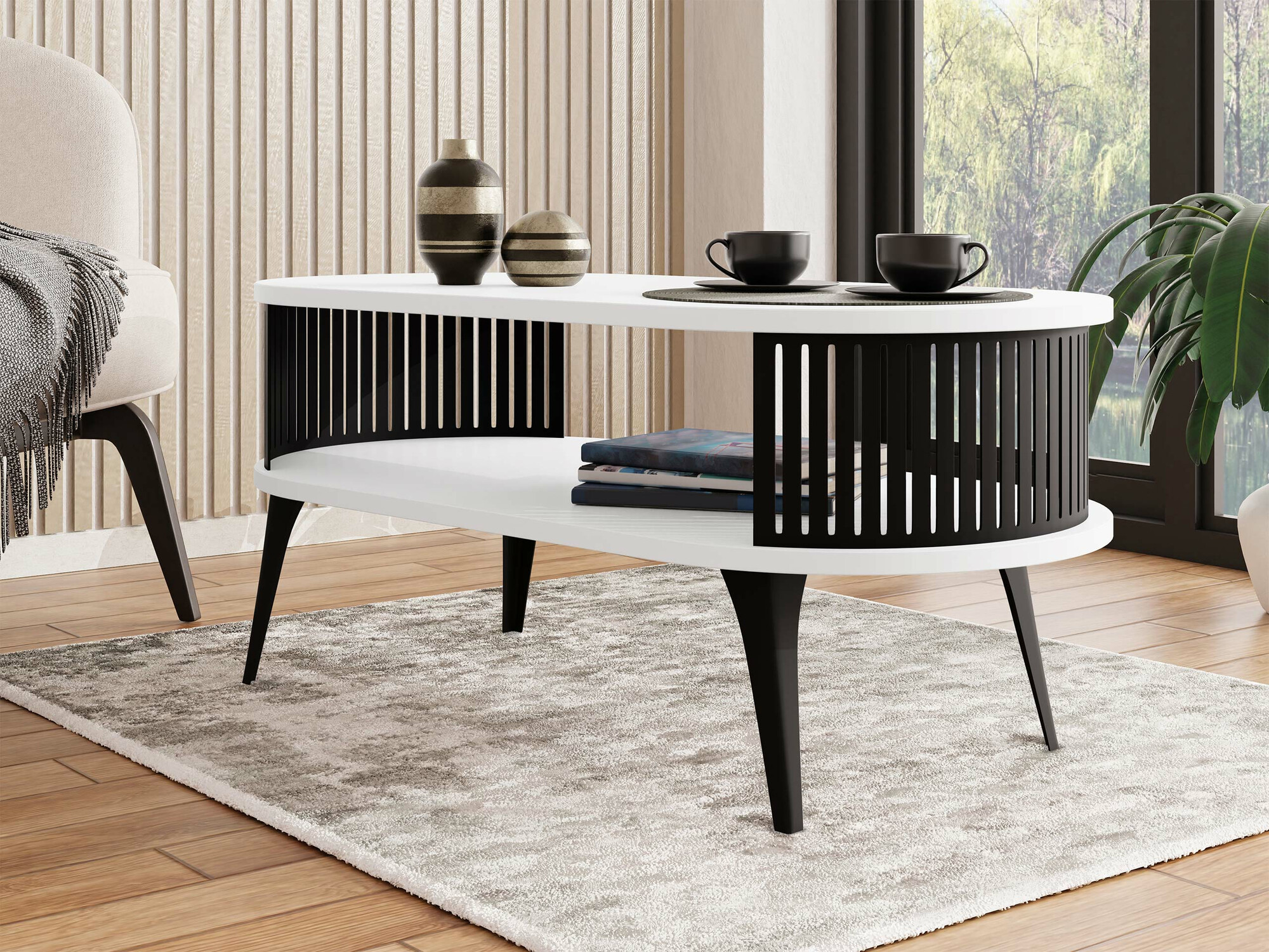 Mesa de centro Sordore 105 (Negro + Blanco)