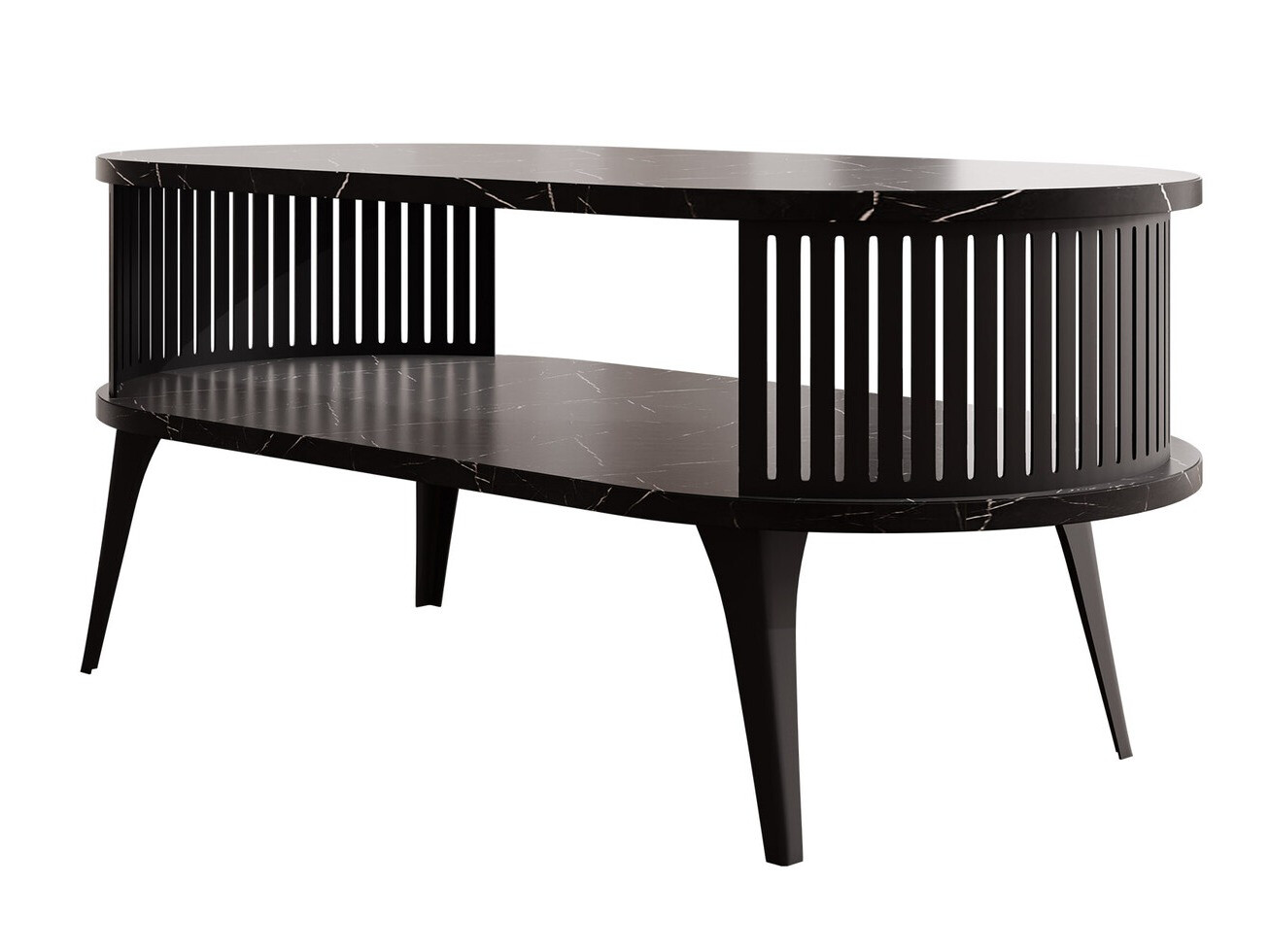 Mesa de centro Sordore 105 (Negro + Mármol negro)