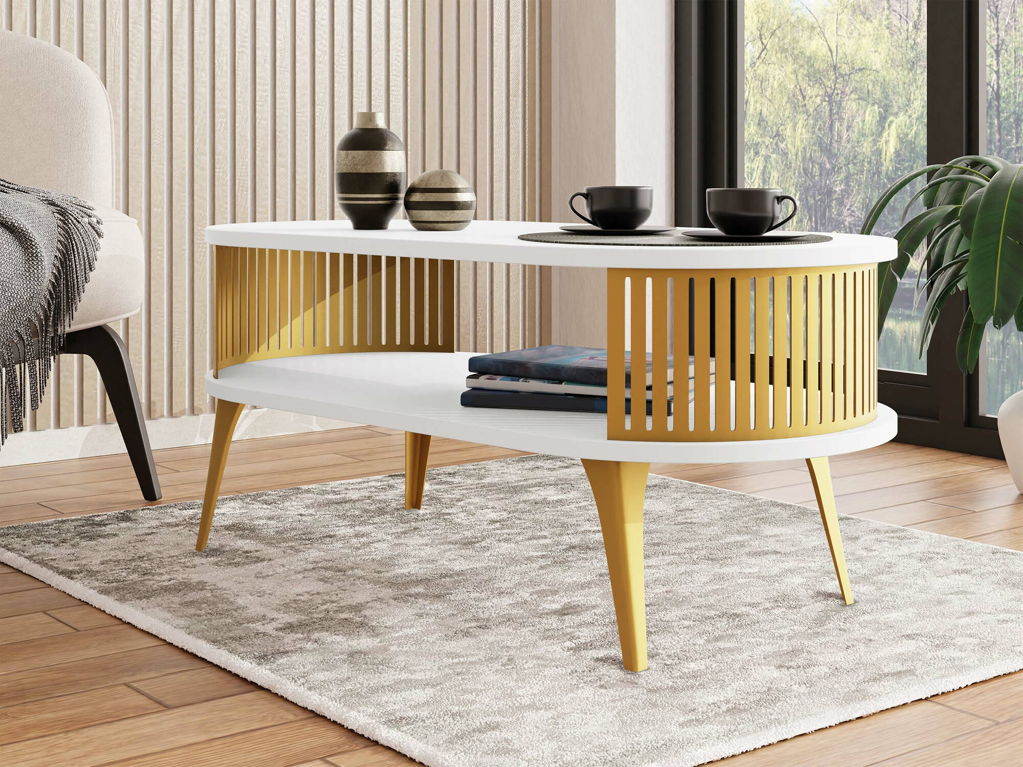 Mesa de centro Vitum IV (Dorado + Blanco)