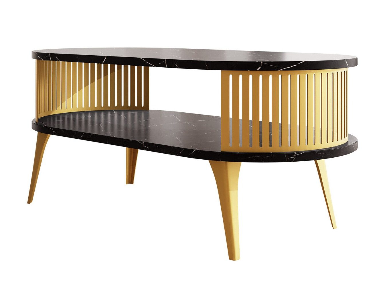 Mesa de centro Vitum IV (Dorado + Mármol negro)