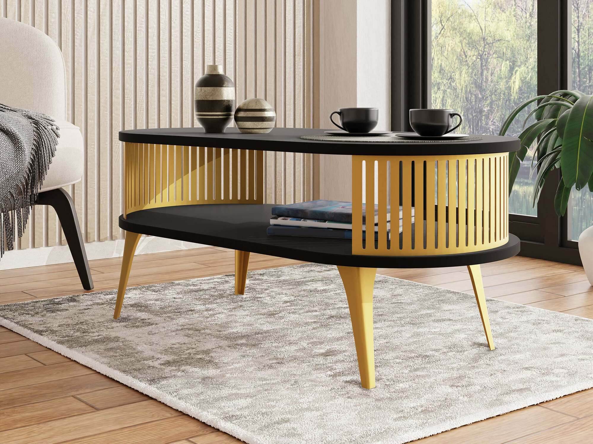 Mesa de centro Vitum IV (Dorado + Negro)