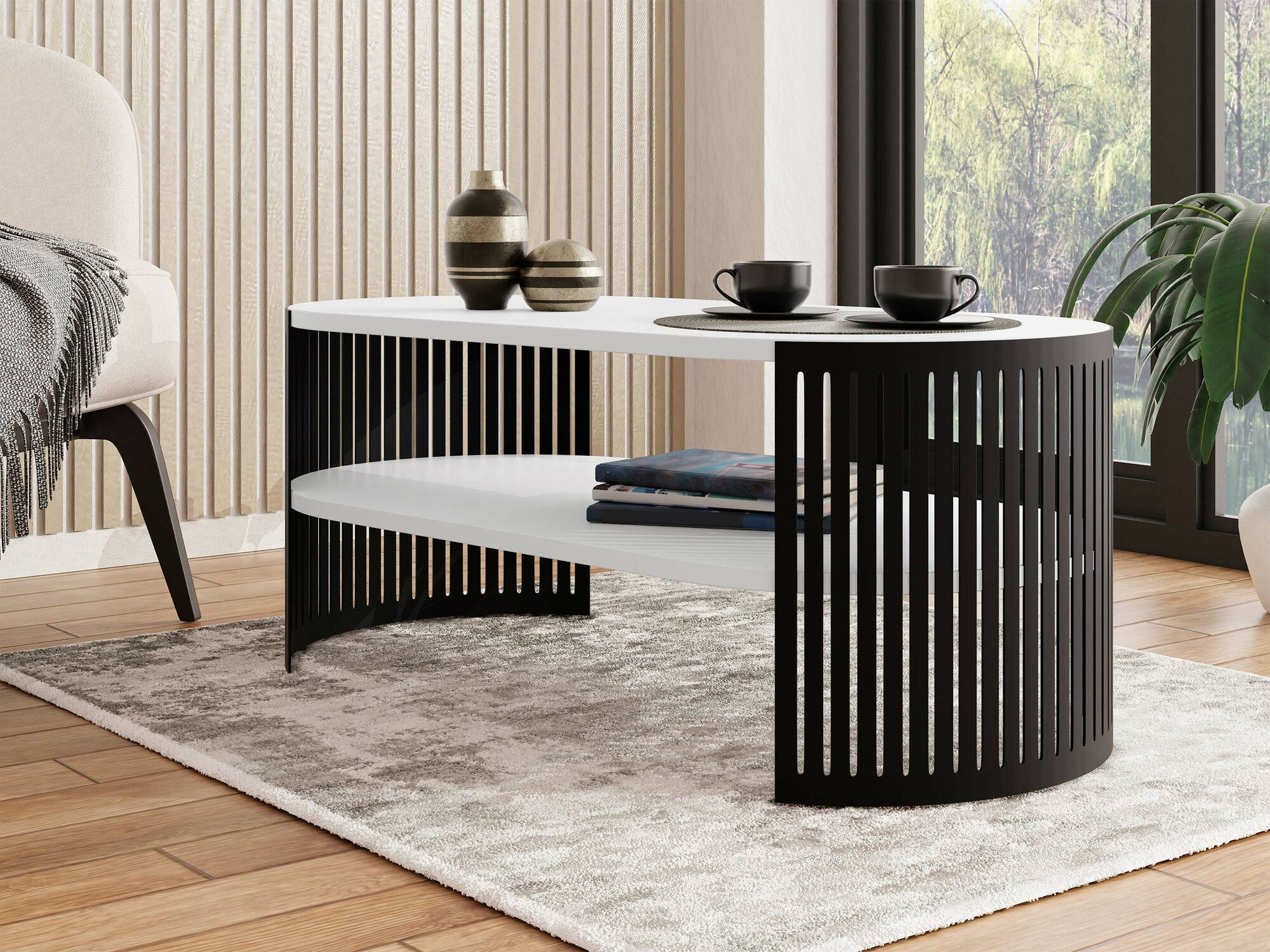 Mesa de centro Civer III (Negro + Blanco)