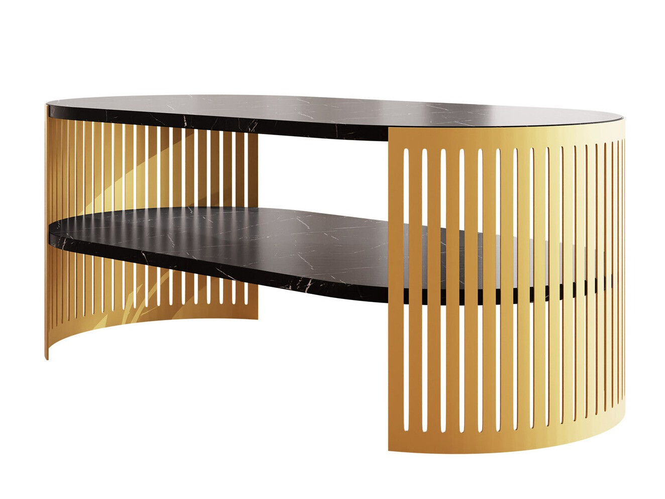 Mesa de centro Civer IV (Dorado + Mármol negro)