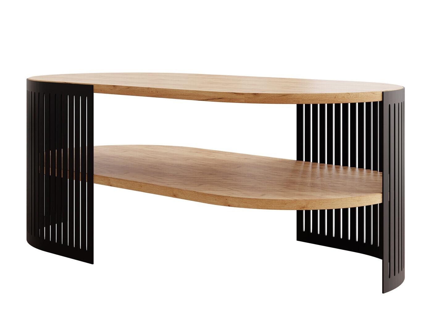 Mesa de centro Civer VI (Negro + Roble dorado artesanal)