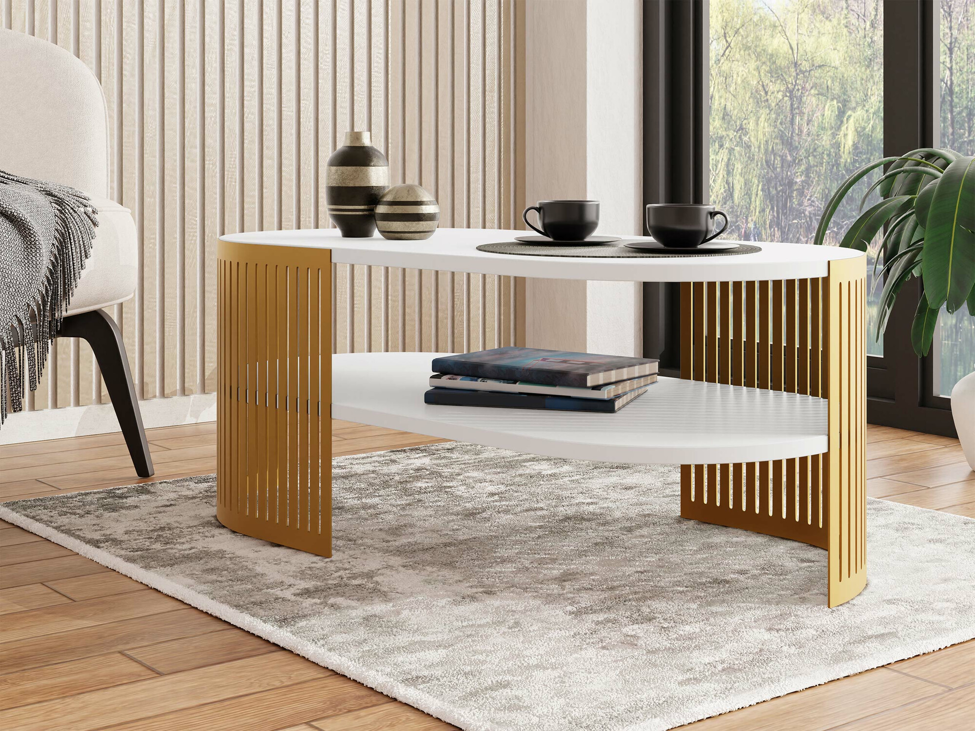 Mesa de centro Civer VII (Dorado + Blanco)