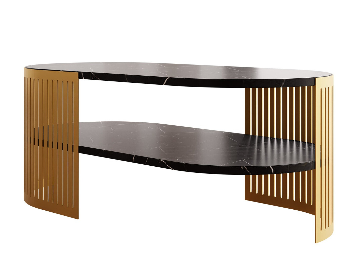 Mesa de centro Civer VII (Dorado + Mármol negro)