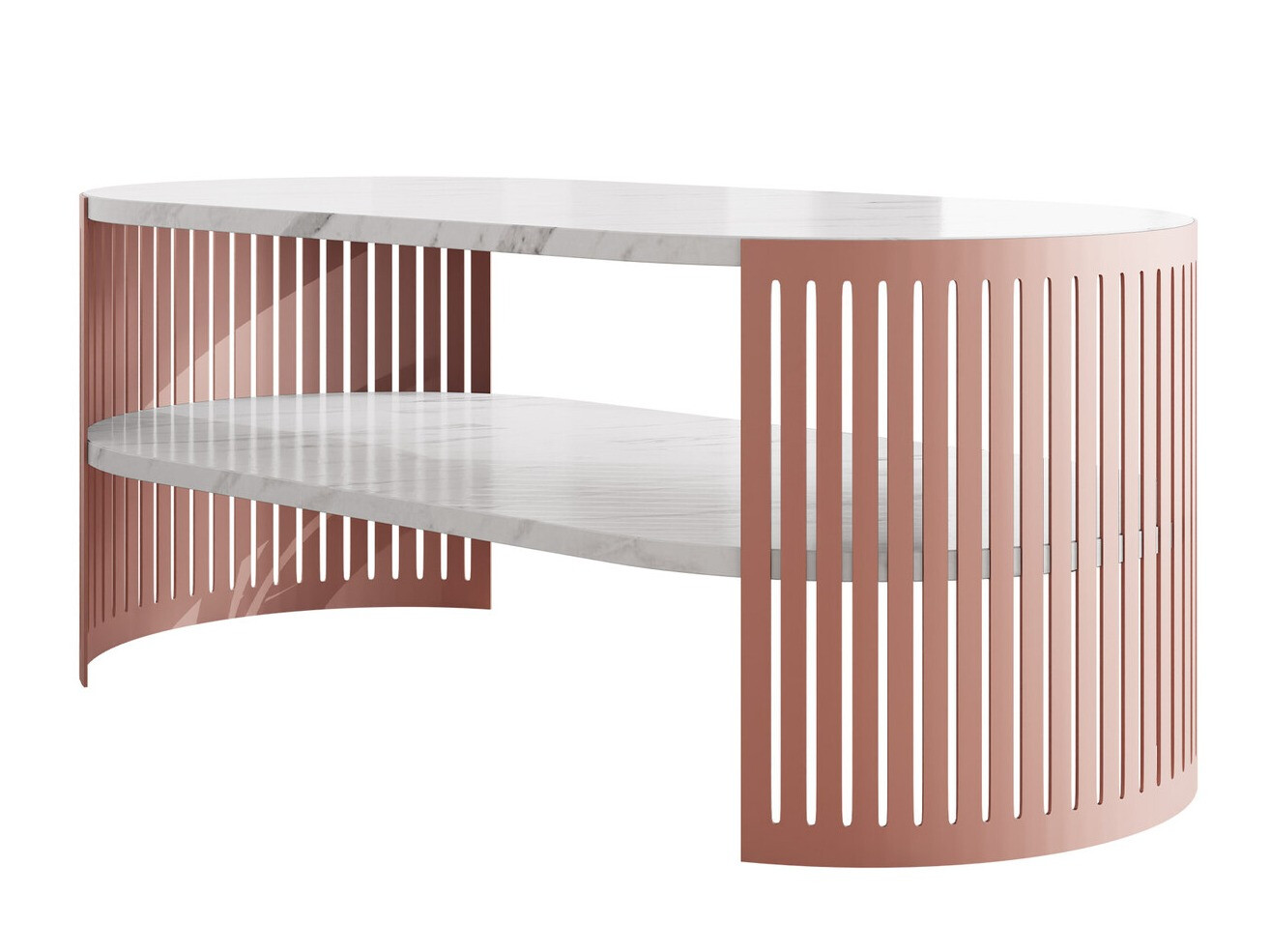 Mesa de centro Evanola 105 (Rosa + Mármol blanco)