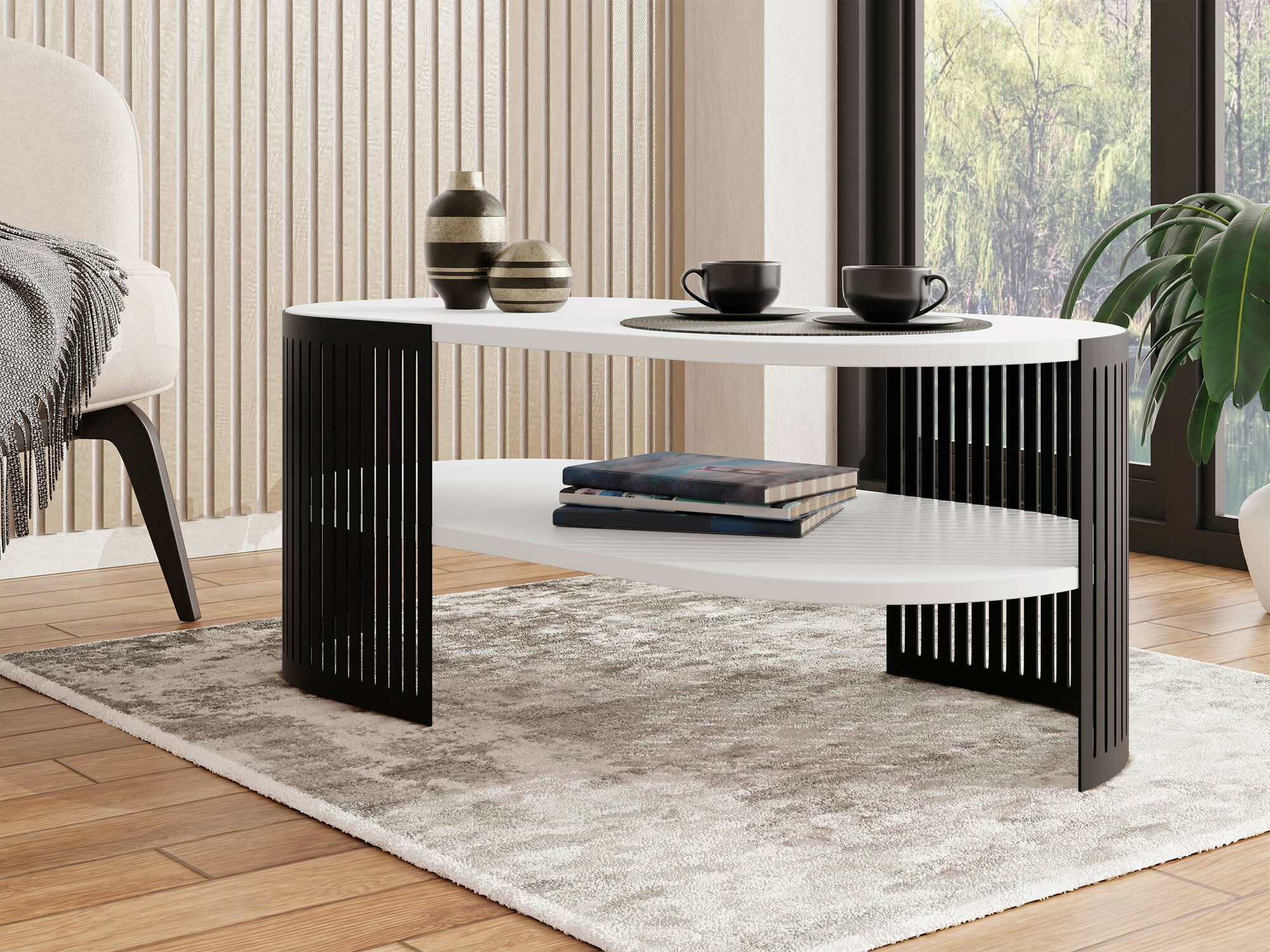 Mesa de centro Evanola 106 (Negro + Blanco)