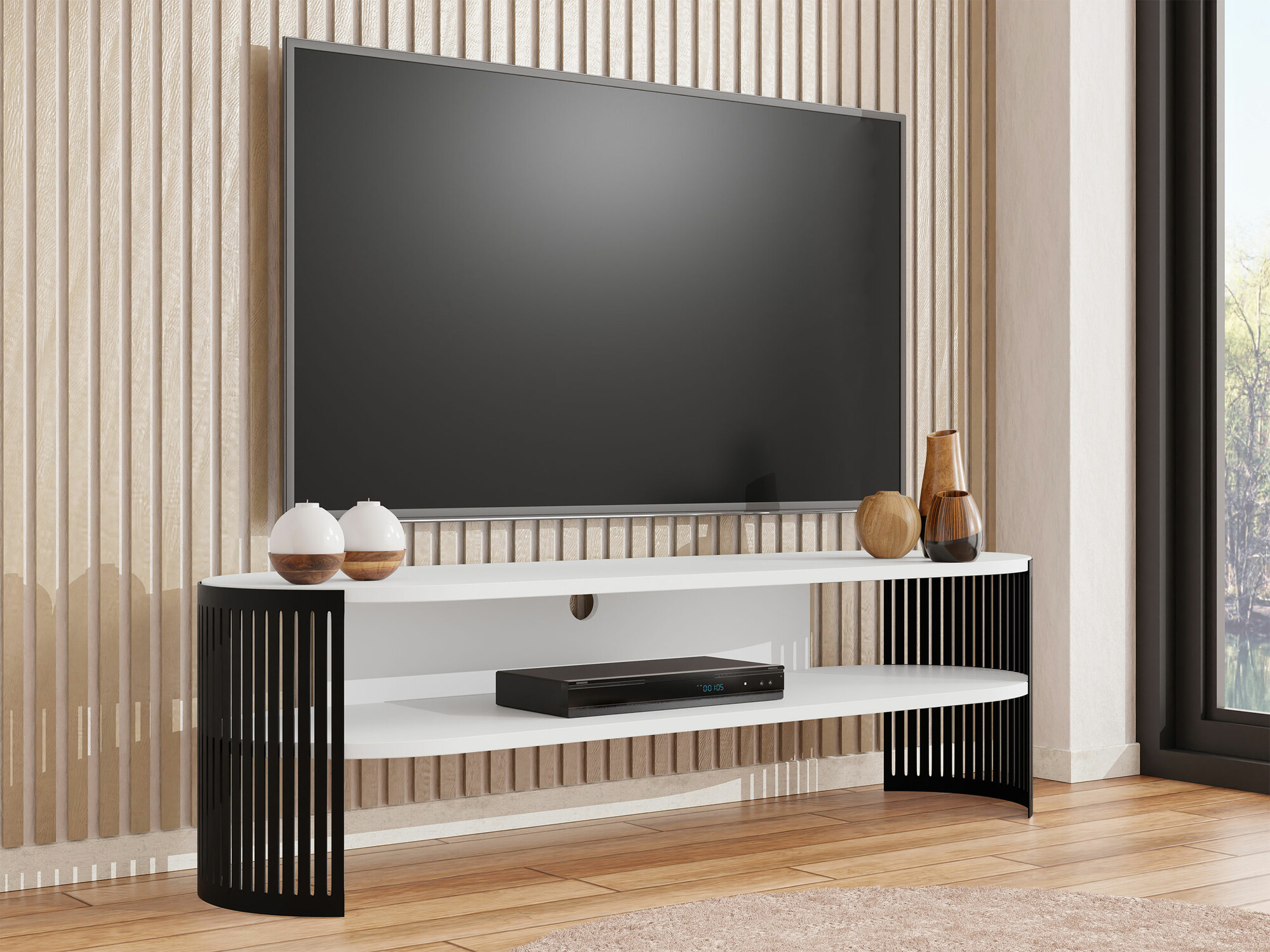 Mueble TV Civer (Negro + Blanco)
